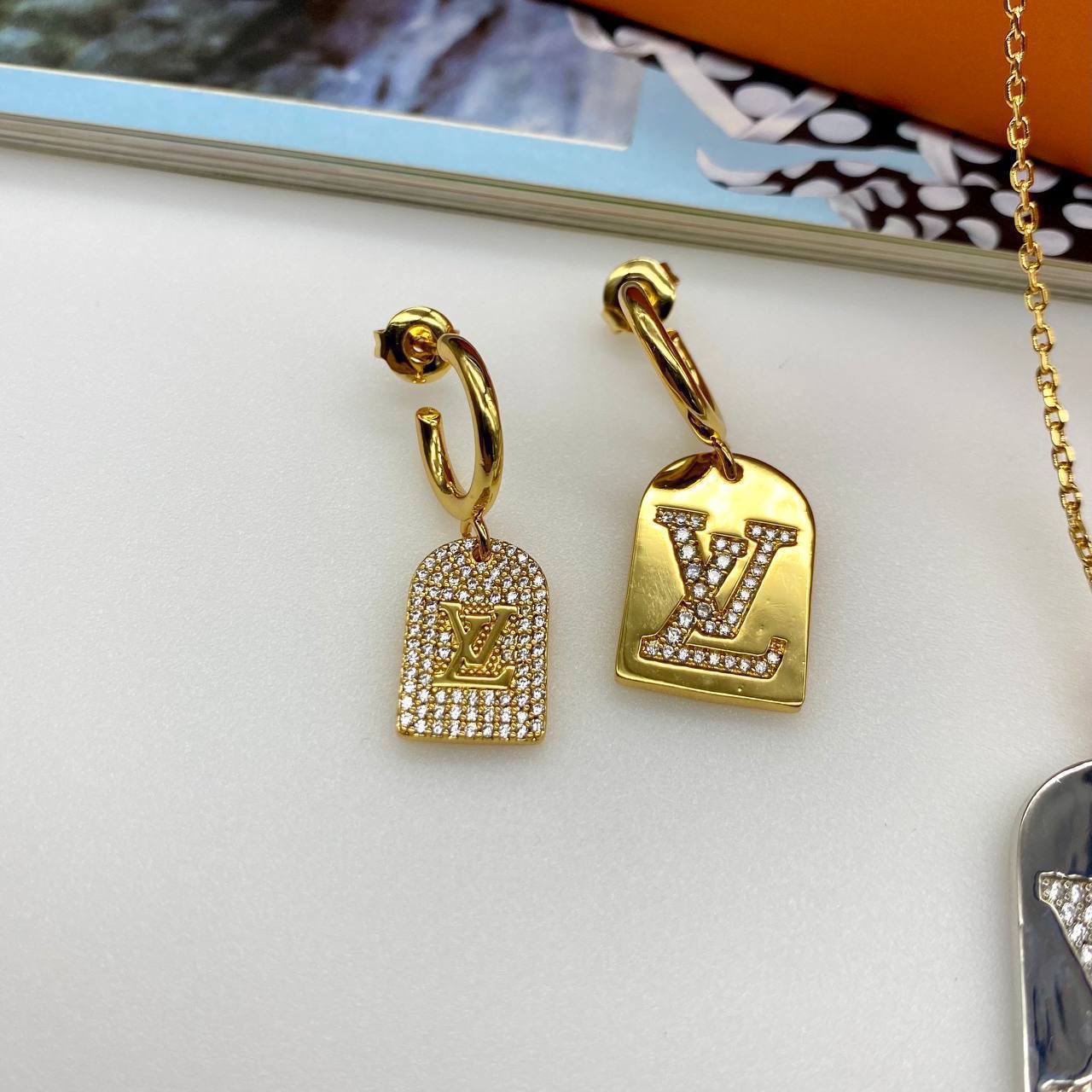 Louis Vuitton Nanogram Tag Earrings